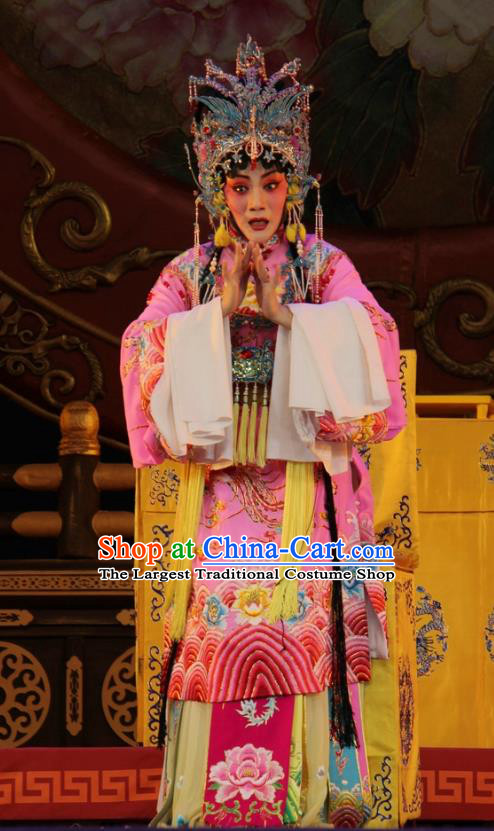 Chinese Jin Opera Hua Tan Garment Costumes and Headdress Da Jin Zhi Traditional Shanxi Opera Princess Shengping Dress Court Woman Apparels