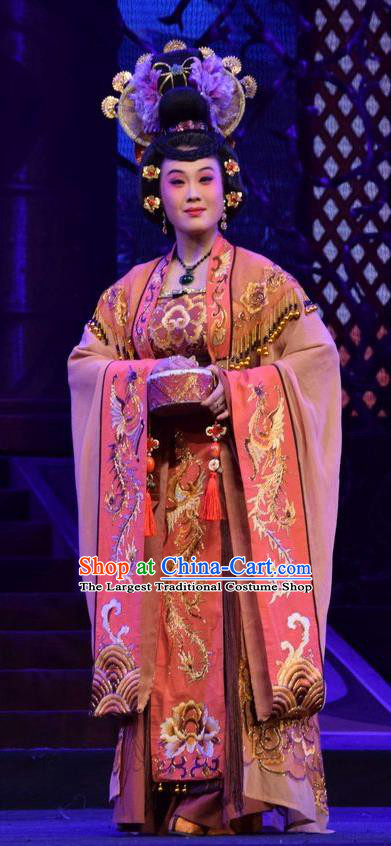 Chinese Jin Opera Queen Wang Garment Costumes and Headdress Madam Ruyi Traditional Shanxi Opera Noble Female Dress Empress Apparels