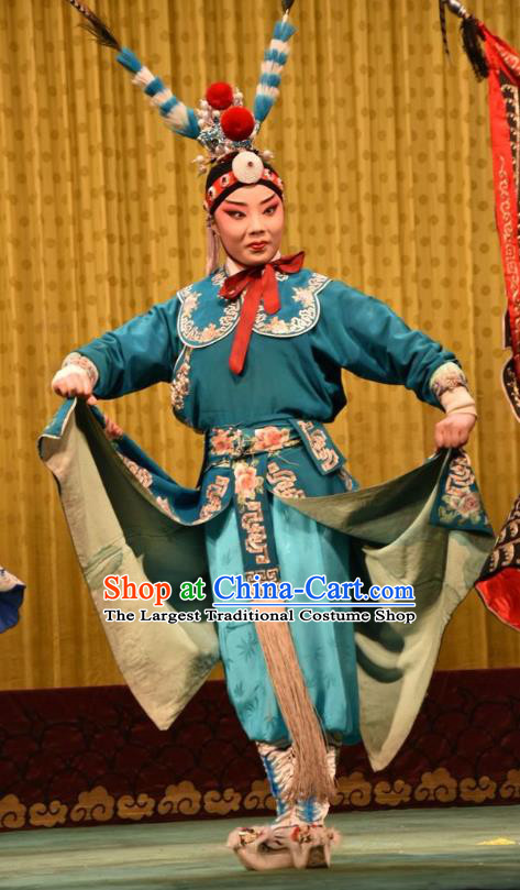 Jin Sha Tan Chinese Shanxi Opera Martial Male Apparels Costumes and Headpieces Traditional Jin Opera Wusheng Garment Takefu Clothing