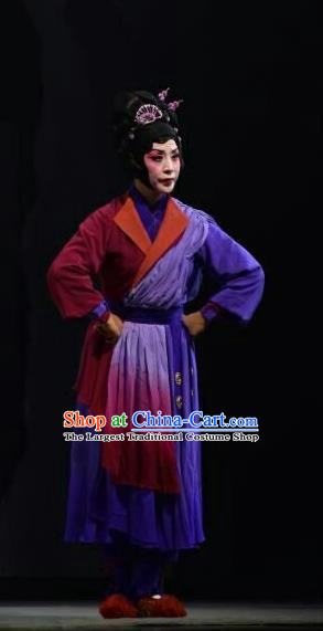 Chinese Jin Opera Country Woman Garment Costumes and Headdress Xiong Guan Niang Zi Traditional Shanxi Opera Village Female Dress Apparels