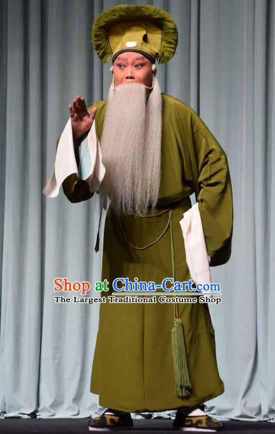 Fifteen Strings of Cash Chinese Shanxi Opera Laosheng Apparels Costumes and Headpieces Traditional Jin Opera Garment Old Man Clothing