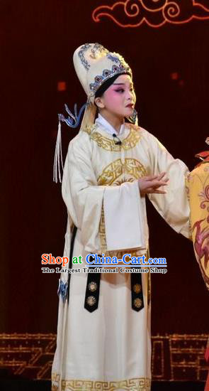 Chinese Jin Opera Garment Costumes and Headdress Wu Zetian and Di Renjie Traditional Shanxi Opera Actress Dress Tang Dynasty Female Official Shangguan Wan Er Apparels