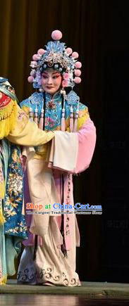 Chinese Jin Opera Palace Maid Garment Costumes and Headdress Sacrifice Traditional Shanxi Opera Xiaodan Apparels Servant Girl Dress