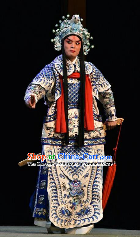 Sacrifice Chinese Shanxi Opera Martial Male Apparels Costumes and Headpieces Traditional Jin Opera General Garment Han Jue Armor Clothing
