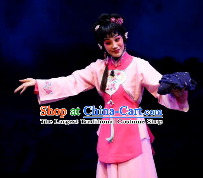 Chinese Jin Opera Young Female Garment Costumes and Headdress Lan Ke Mountain Traditional Shanxi Opera Hua Tan Dress Diva Apparels