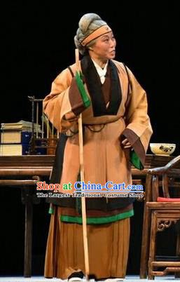 Chinese Jin Opera Dame Garment Costumes and Headdress Fan Jin Zhong Ju Traditional Shanxi Opera Elderly Woman Apparels Laodan Dress