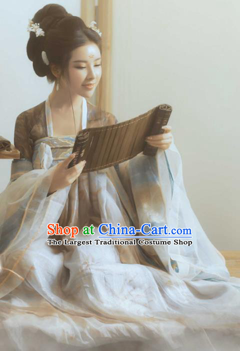 Chinese Traditional Apparels Tang Dynasty Palace Princess Historical Costumes Ancient Goddess Dance Hanfu Dress for Women