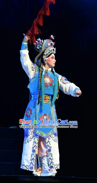 Mulan Joins the Army Chinese Shanxi Opera Martial Male Apparels Costumes and Headpieces Traditional Jin Opera Soldier Garment Swordsman Clothing