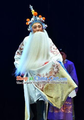 Fenyang King Chinese Shanxi Opera Elderly Male Apparels Costumes and Headpieces Traditional Jin Opera Laosheng Garment Marshal Guo Ziyi Clothing