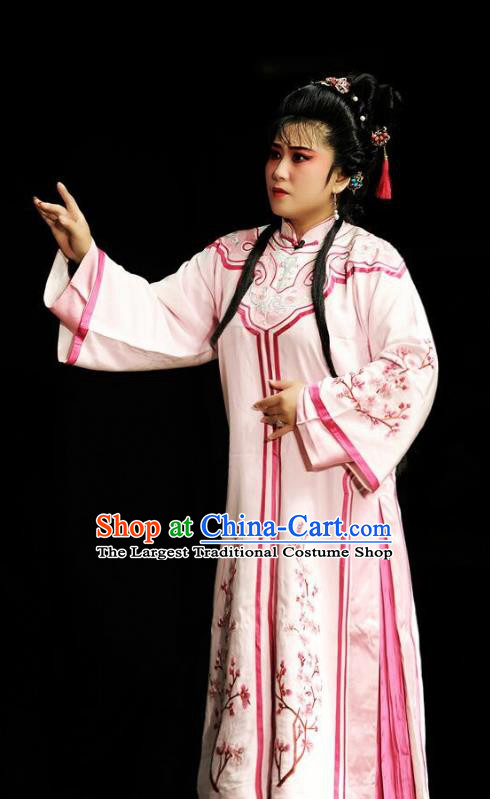 Chinese Jin Opera Rich Lady Garment Costumes and Headdress He Qing Hai Yan Traditional Shanxi Opera Hua Tan Apparels Actress Qinglian Pink Dress