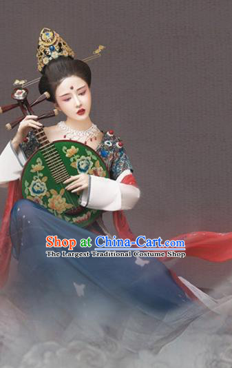Chinese Drama Ancient Dunhuang Apsaras Hanfu Dress Apparels Traditional Tang Dynasty Dance Lady Historical Costumes and Headwear Complete Set
