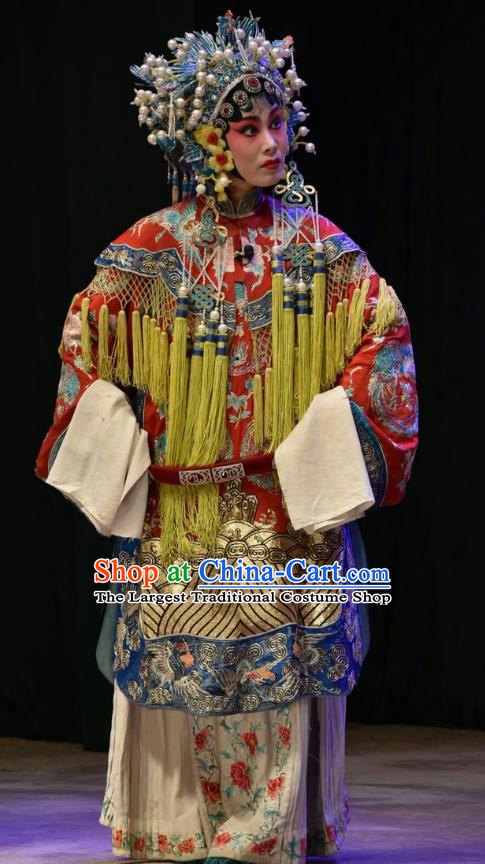 Chinese Jin Opera Hua Tan Garment Costumes and Headdress Huang Bi Gong Traditional Shanxi Opera Actress Apparels Princess Consort Dress