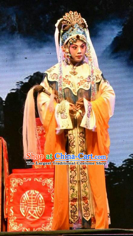 Chinese Jin Opera Goddess Garment Costumes and Headdress The Lotus Lantern Traditional Shanxi Opera Hua Tan Apparels Actress Dress