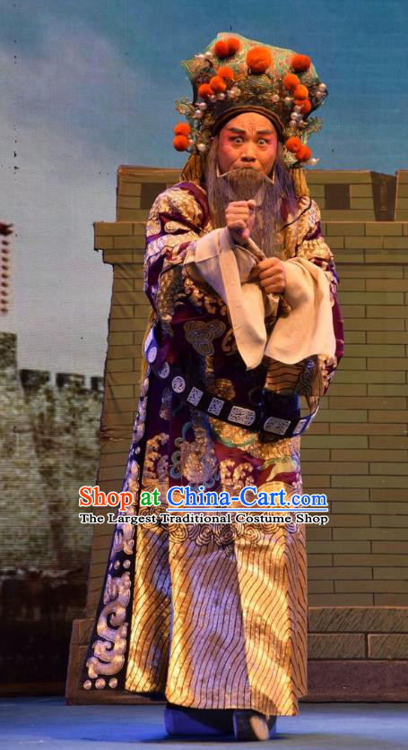 Shou Jiang Wei Chinese Shanxi Opera Prefecture Ma Zun Apparels Costumes and Headpieces Traditional Jin Opera Elderly Male Garment Official Clothing