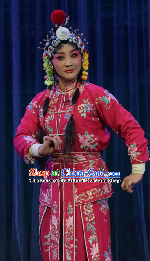 Chinese Jin Opera Martial Lady Garment Costumes and Headdress Mu Guiying Command Traditional Shanxi Opera Actress Apparels Swordswoman Yang Jinhua Dress