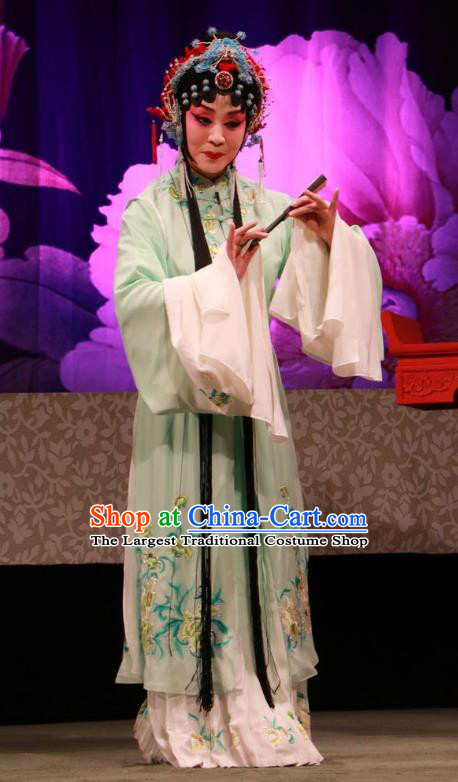 Chinese Jin Opera Hua Tan Garment Costumes and Headdress Hua Tian Wai Zhuan Traditional Shanxi Opera Actress Apparels Rich Lady Liu Yuyan Dress