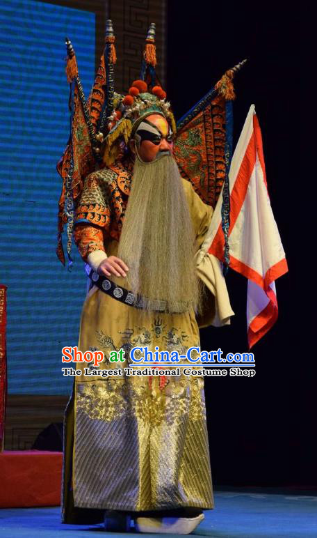 The Butterfly Chalice Chinese Shanxi Opera Marshal Lu Lin Apparels Costumes and Headpieces Traditional Jin Opera General Garment Commander Kao Clothing with Flags