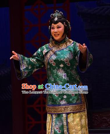 Chinese Jin Opera Elderly Female Liang Huimei Garment Costumes and Headdress The Legend of Jin E Traditional Shanxi Opera Dame Apparels Rich Woman Dress