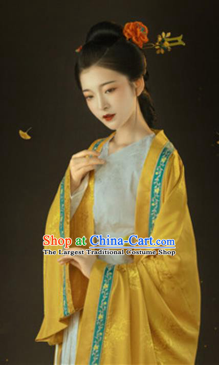 Chinese Ancient Young Female Dress Traditional Hanfu Apparels Song Dynasty Historical Drama Noble Mistress Replica Costumes and Headpieces for Women