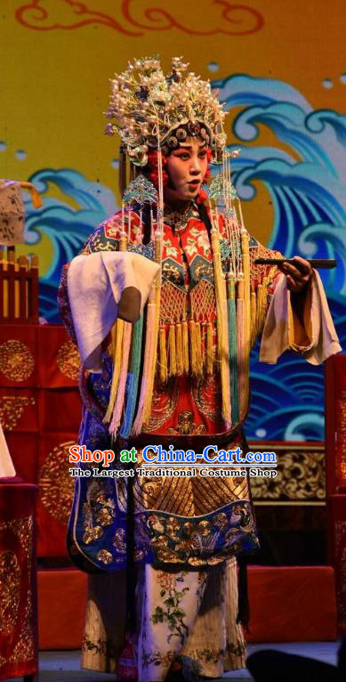 Chinese Jin Opera Hua Tan Garment Costumes and Headdress Ming Gong Duan Traditional Shanxi Opera Actress Apparels Royal Princess Dress