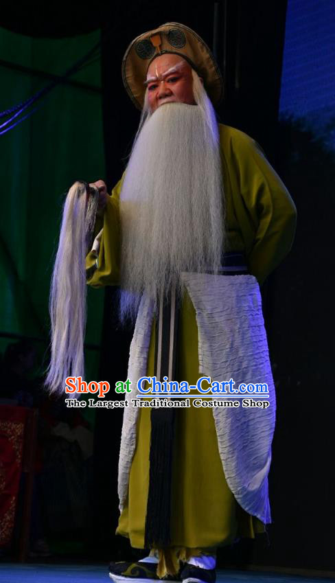 Wei Shui River Chinese Shanxi Opera Elderly Male Apparels Costumes and Headpieces Traditional Jin Opera Laosheng Garment Fisher Jiang Shang Clothing