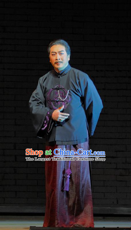 Red Lantern Chinese Shanxi Opera Landlord Apparels Costumes Traditional Jin Opera Elderly Male Garment Old Man Clothing