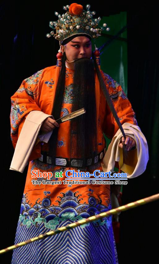 Wei Shui River Chinese Shanxi Opera Monarch Apparels Costumes and Headpieces Traditional Jin Opera Laosheng Garment King Ji Chang Clothing