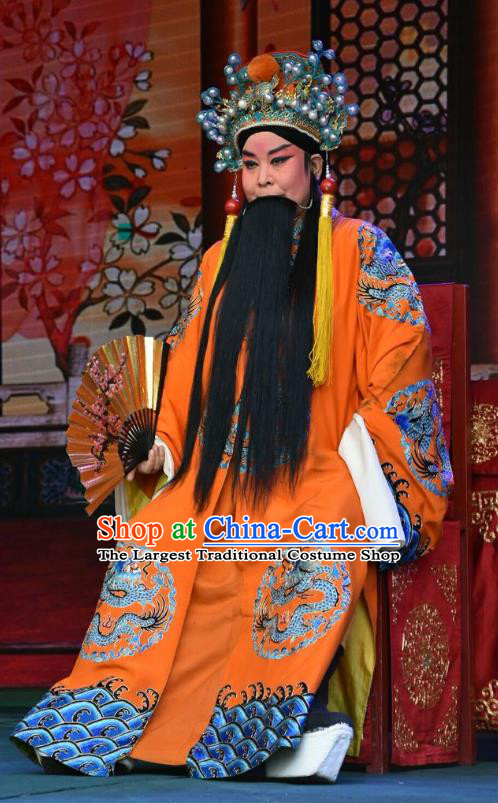 Tiao Kou Chinese Shanxi Opera Royal Highness Apparels Costumes and Headpieces Traditional Jin Opera Elderly Male Garment Lord Clothing