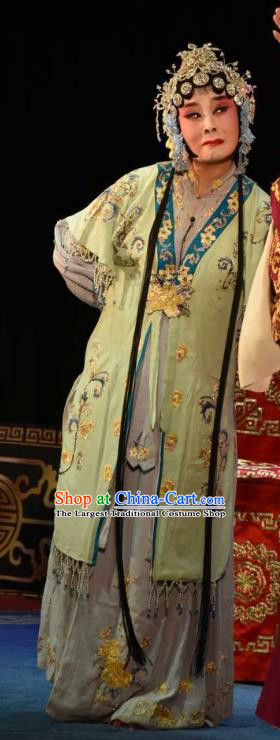 Chinese Clapper Opera Distress Maiden Garment Costumes and Headdress The Crimson Palm Traditional Bangzi Opera Actress Apparels Diva Wang Qianjin Dress
