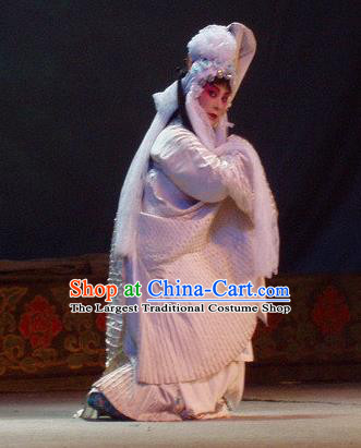 Chinese Henan Opera Distress Maiden Garment Costumes and Headdress The Romance of Hairpin Traditional Qu Opera Hua Tan Apparels Diva Qian Yulian White Dress