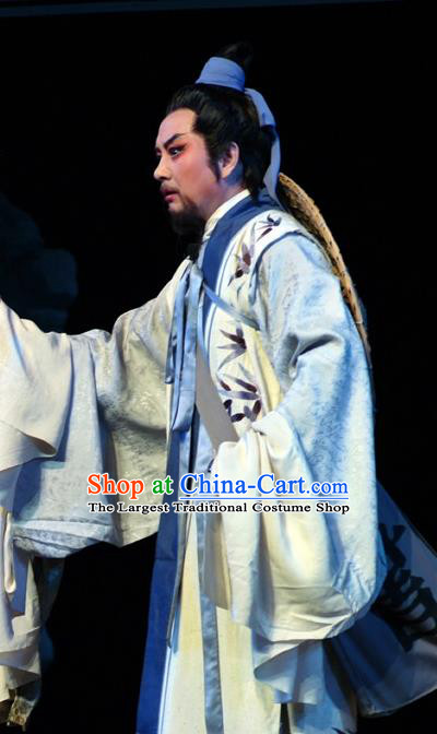Hua Long Dian Jing Chinese Lu Opera Scholar Ma Zhou Apparels Costumes and Headpieces Traditional Shandong Opera Garment Literati Clothing