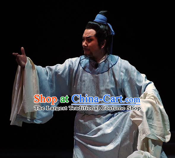 Hua Long Dian Jing Chinese Lu Opera Literati Apparels Costumes and Headpieces Traditional Shandong Opera Garment Scholar Ma Zhou Clothing