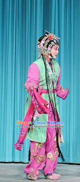 Chinese Shandong Opera Maid Lady Garment Costumes and Headdress Forced Marriage Traditional Lu Opera Servant Girl Apparels Xiaodan Chun Mei Dress