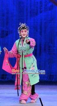 Chinese Shandong Opera Maid Lady Garment Costumes and Headdress Forced Marriage Traditional Lu Opera Servant Girl Apparels Xiaodan Chun Mei Dress