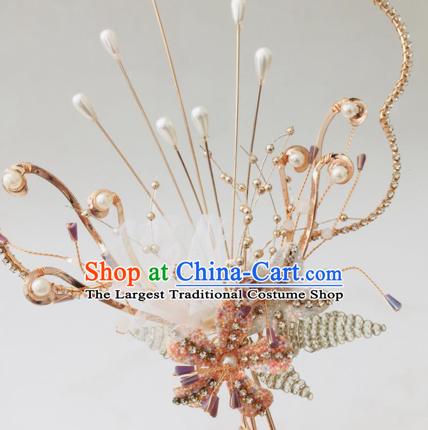 Chinese Ancient Wedding Round Fan Golden Butterfly Palace Fan Handmade Bride Prop Traditional Hanfu Fan