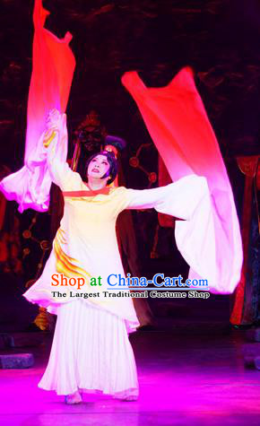 Chinese Han Opera Actress Garment Legend of Meng Jiangnv Costumes and Headdress Traditional Hubei Hanchu Opera Country Woman Apparels Hua Tan Dress