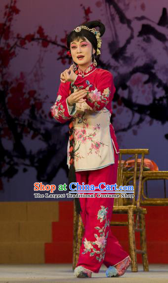 Chinese Han Opera Young Woman Garment Shi Qi Costumes and Headdress Traditional Hubei Hanchu Opera Diva Yu Lan Apparels Actress Dress