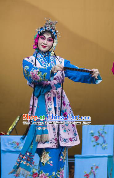 Chinese Han Opera Servant Girl Garment Gua Hua Costumes and Headdress Traditional Hubei Hanchu Opera Xiaodan Apparels Maid Lady Dress