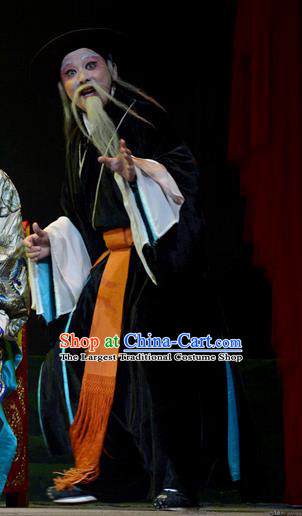 Baili Xi Ren Qi Chinese Hubei Hanchu Opera Old Man Apparels Costumes and Headpieces Traditional Han Opera Elderly Male Garment Laosheng Clothing