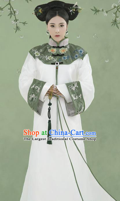 Chinese Drama Ancient Manchu Princess Dress Traditional Court Lady Hanfu Apparels Qing Dynasty Royal Infanta Historical Costumes and Headpieces Complete Set