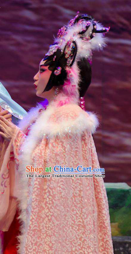 Chinese Cantonese Opera Princess Hong Luan Garment The Princess in Distress Costumes and Headdress Traditional Guangdong Opera Hua Tan Apparels Infanta Dress