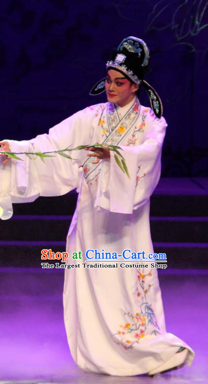 The Peony Pavilion Chinese Guangdong Opera Scholar Liu Mengmei Apparels Costumes and Headpieces Traditional Cantonese Opera Xiaosheng Garment Niche Clothing