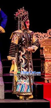 Chinese Cantonese Opera Empress Garment Prince Rui and Concubine Zhuang Costumes and Headdress Traditional Guangdong Opera Apparels Queen Xiaozhuang Dress