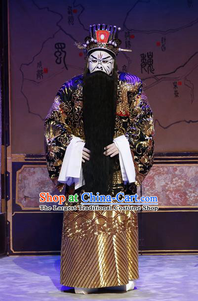 General Ma Chao Chinese Guangdong Opera Prime Minister Cao Cao Apparels Costumes and Headpieces Traditional Cantonese Opera Elderly Male Garment Laosheng Clothing