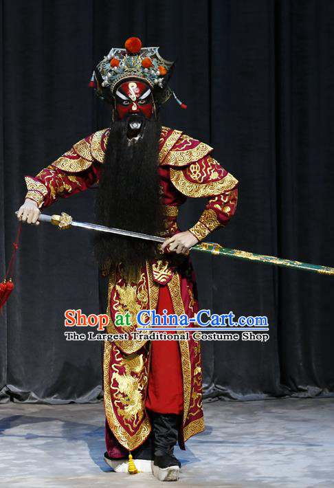 General Ma Chao Chinese Guangdong Opera Wusheng Apparels Costumes and Headpieces Traditional Cantonese Opera Jing Role Garment Martial Male Clothing