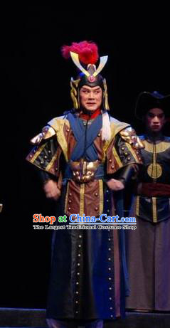 Empress Zhou the Lesser Chinese Guangdong Opera General Apparels Costumes and Headpieces Traditional Cantonese Opera Military Officer Garment Clothing