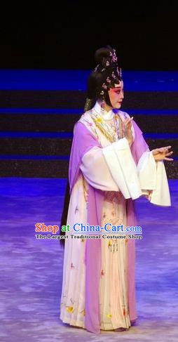 Chinese Cantonese Opera Actress Huo Xiaoyu Garment Story of the Violet Hairpin Costumes and Headdress Traditional Guangdong Opera Young Beauty Apparels Diva Dress
