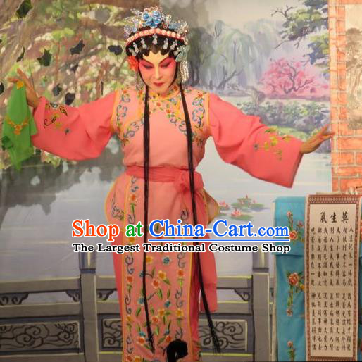 Chinese Cantonese Opera Maidservant Garment Hua Tian Ba Xi Hairpin Costumes and Headdress Traditional Guangdong Opera Xiaodan Apparels Young Female Dress