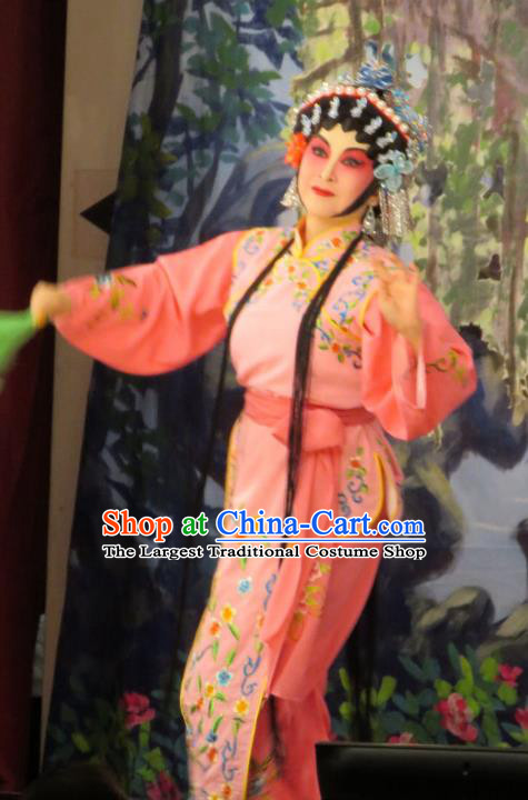 Chinese Cantonese Opera Maidservant Garment Hua Tian Ba Xi Hairpin Costumes and Headdress Traditional Guangdong Opera Xiaodan Apparels Young Female Dress