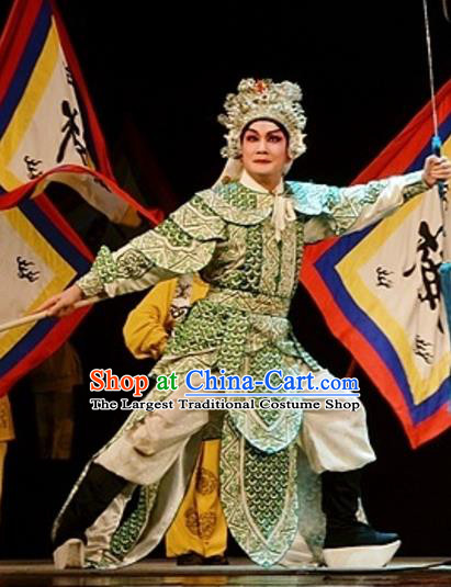 Yuan Yang Sword Chinese Guangdong Opera Wusheng Apparels Costumes and Headpieces Traditional Cantonese Opera Martial Male Garment Warrior Qiu Jianghai Clothing